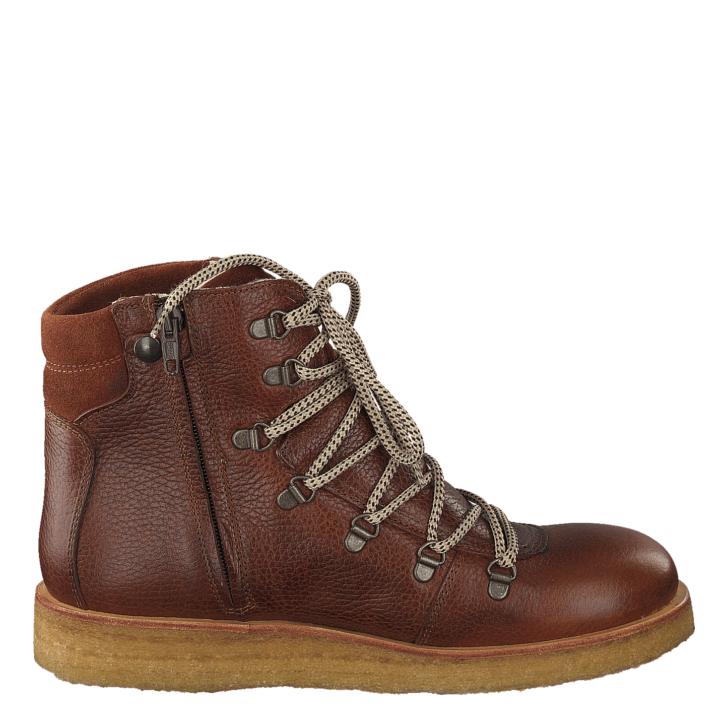 Tex-boot With Laces And Zipper Cognac/brown/brown