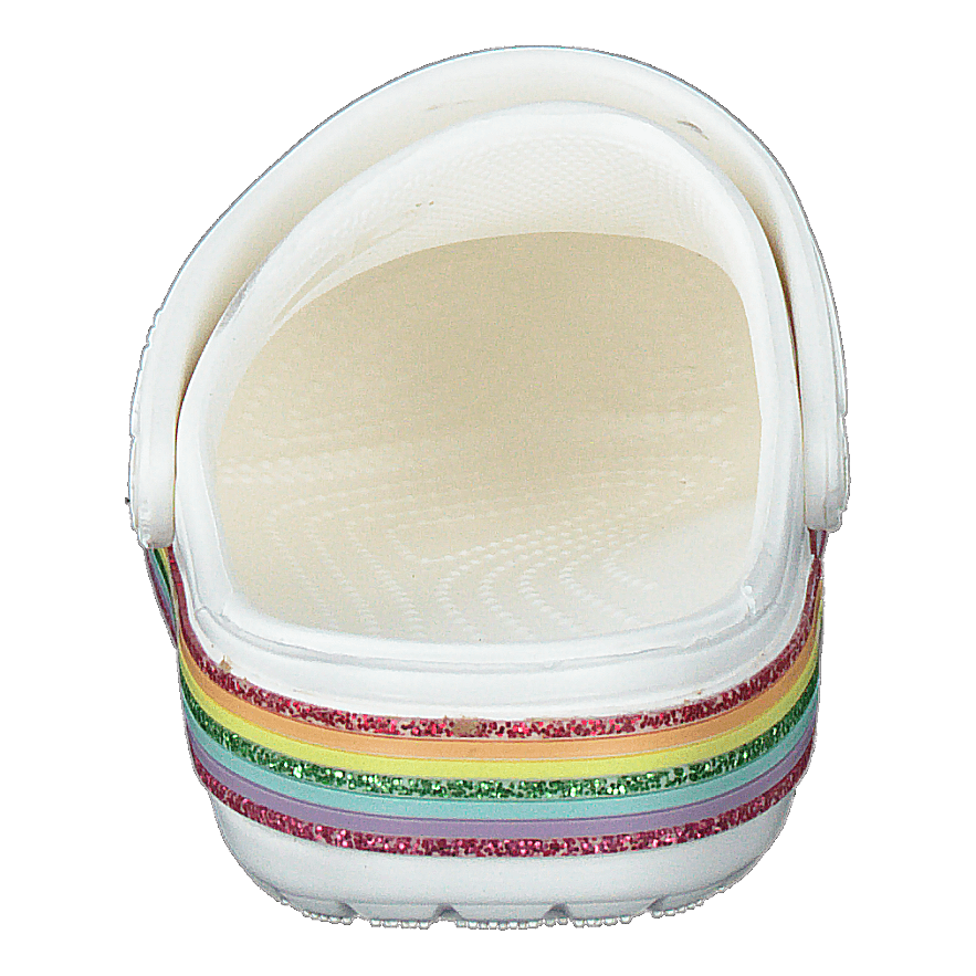 Crocband Rainbow Glitter Clg K White