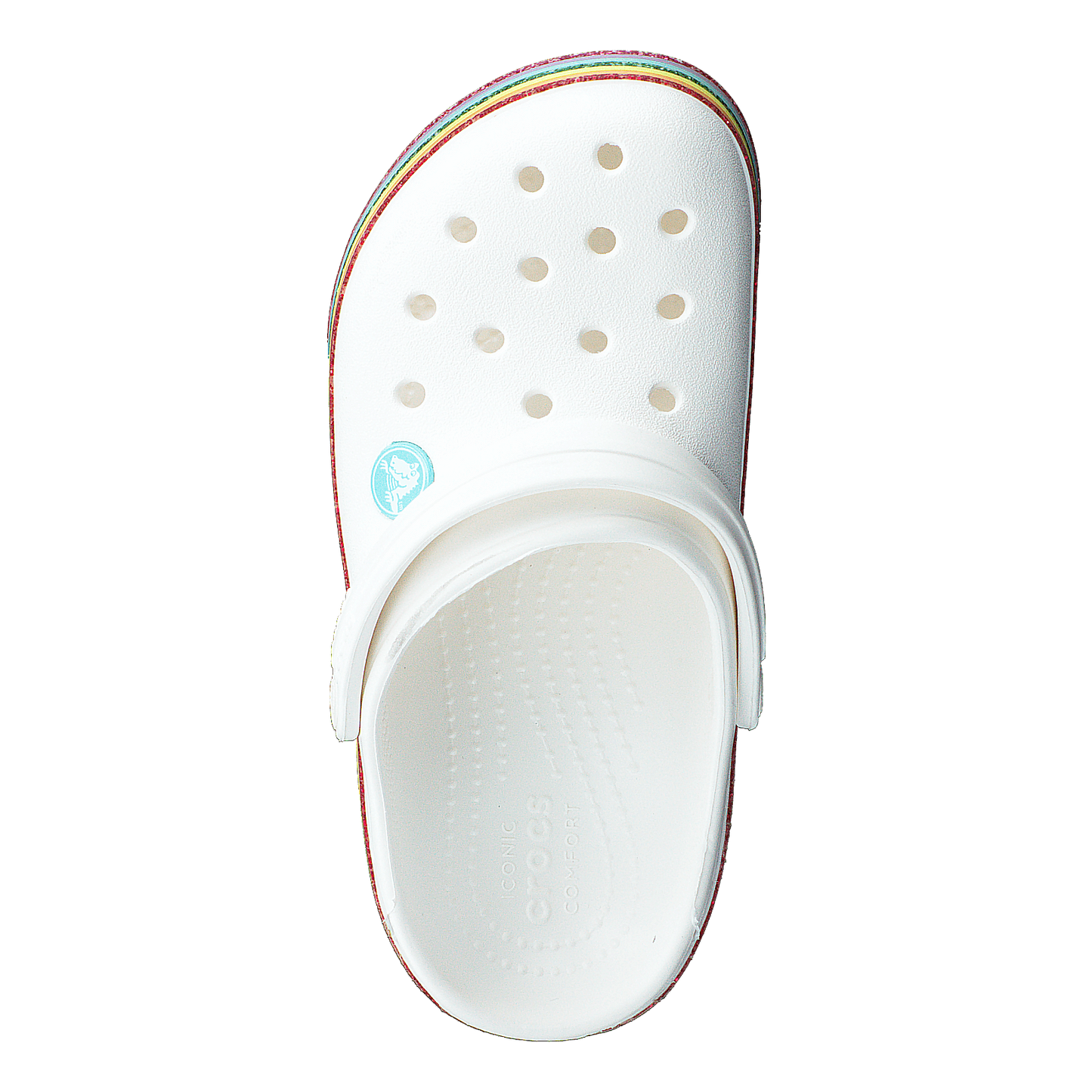 Crocband Rainbow Glitter Clg K White