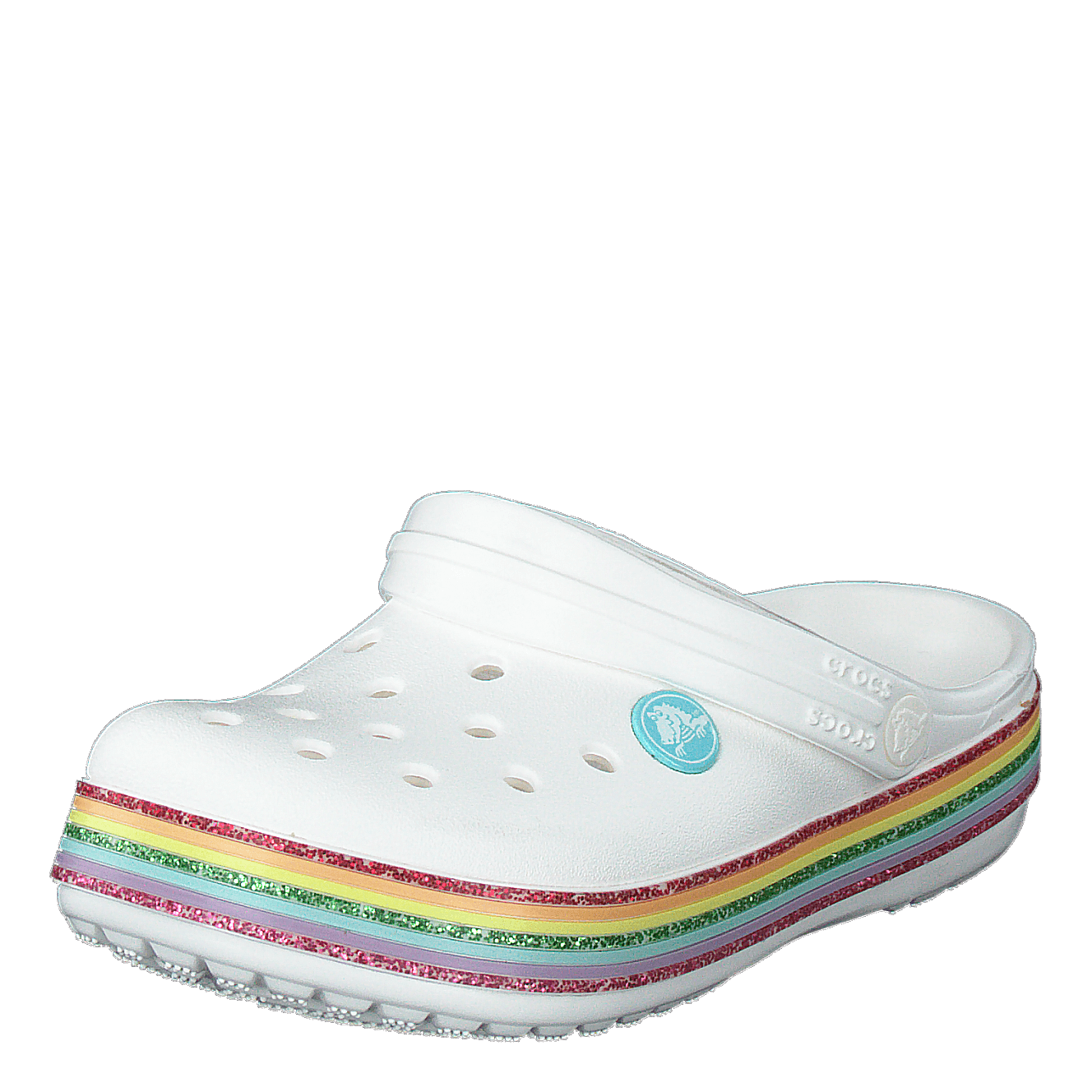 Crocband Rainbow Glitter Clg K White