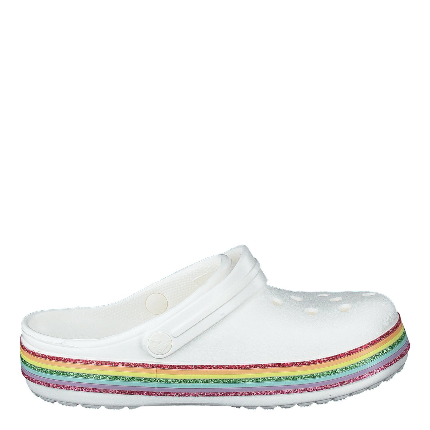 Crocband Rainbow Glitter Clg K White