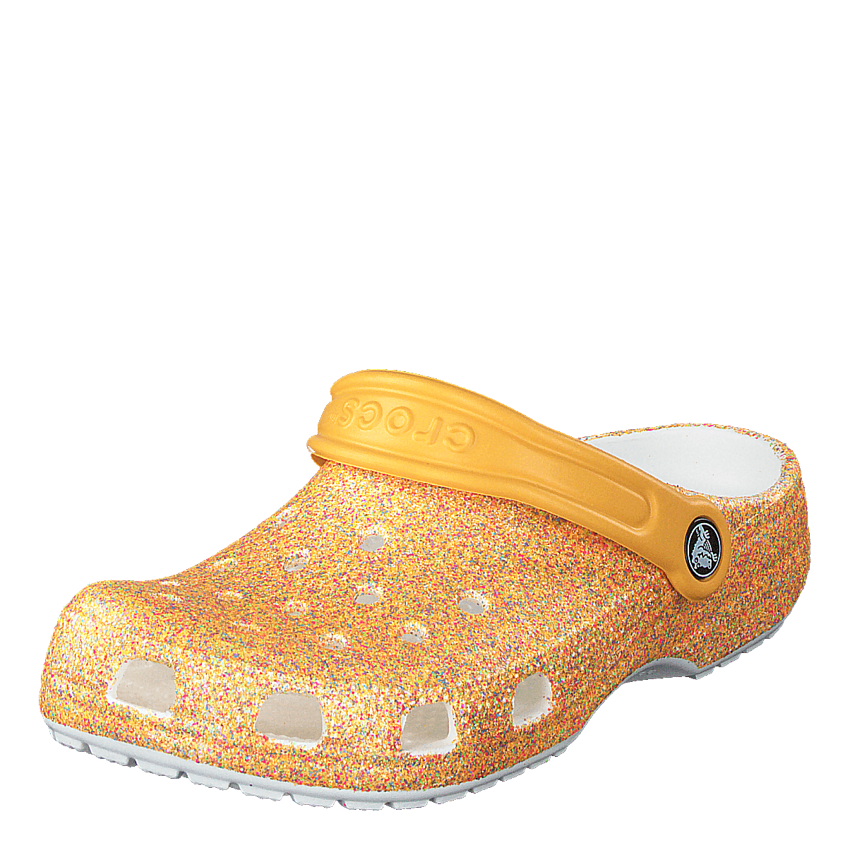 Classic Glitter Clog Kids Orange Sorbet Glitter